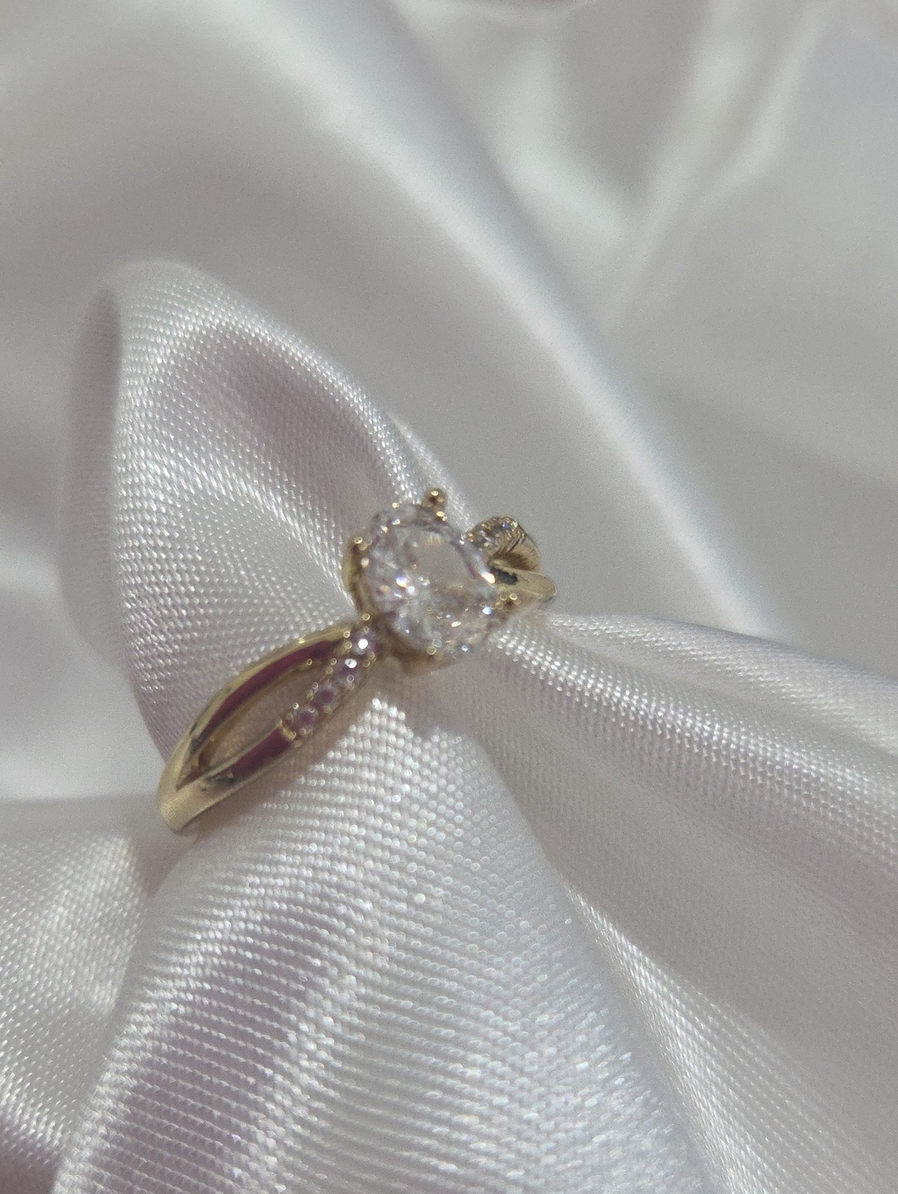 18K Laminated Gold Solitaire Oval CZ Engagement Ring - Women Jewelry Size 9
